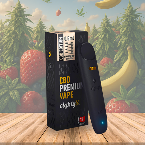 Vape de CBD 45%, Morango e Banana, Eighty8 0.5ml