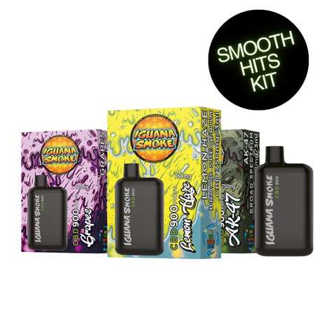 Pacote Smooth Hits, Vapes de CBD, Iguana Pocket, 3ml