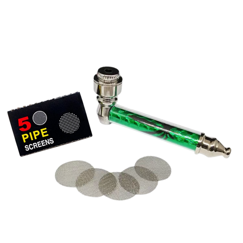 Pipe/Cachimbo de Metal com 5 telas de aço inox incluídas - 9.5cm